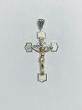 Sterling Silver and 14 Karat Yellow Gold Crucifix Large INRI Pendant