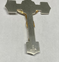 Sterling Silver and 14 Karat Yellow Gold Crucifix Large INRI Pendant