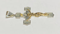 Sterling Silver and 14 Karat Yellow Gold Crucifix Large INRI Pendant