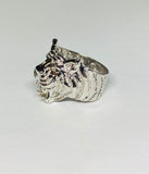 Rhodium-Plated Sterling Silver 925 Tiger Men's "El Tigre" Ring ((Available in Sizes 9-12)