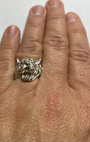 Rhodium-Plated Sterling Silver 925 Tiger Men's "El Tigre" Ring ((Available in Sizes 9-12)