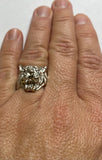 Rhodium-Plated Sterling Silver 925 Tiger Men's "El Tigre" Ring ((Available in Sizes 9-12)