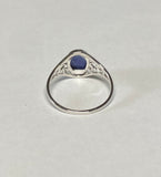 Sterling Silver Genuine Oval 8 x 6mm Lapis Lazuli Dainty Filigree Ladies Ring