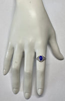 Sterling Silver Genuine Oval 8 x 6mm Lapis Lazuli Dainty Filigree Ladies Ring