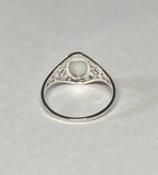 Sterling Silver Genuine Oval Cab 8mm x 6mm Opal Dainty Filigree Ladies Ring