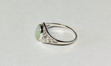 Sterling Silver Genuine Oval Cab 8mm x 6mm Jade Dainty Filigree Ladies Ring