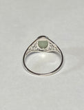 Sterling Silver Genuine Oval Cab 8mm x 6mm Jade Dainty Filigree Ladies Ring