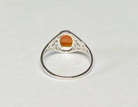 Sterling Silver Oval 8mm x 6mm Orange Shell Cameo Dainty Filigree Ladies Ring