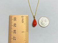 14K Yellow Gold Filled Faux Coral Stud Earrings and Pendant with Gold Plated 18" Chain Set