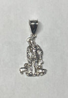 Sterling Silver Saint Lazarus "San Lazaro" Polished Pendant (1.21")