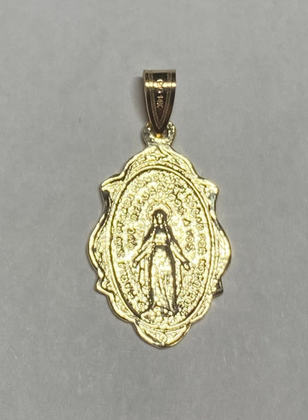 14 Karat Yellow Gold Miraculous Virgin Mary "Medalla Milagrosa" Medal w/Stars