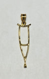 14K Yellow Gold Saint Lazarus Crutch "Muleta de San Lazaro" Amulet Pendant