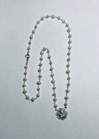 Sterling Silver Freshwater Pearl and Angel Medal Necklace