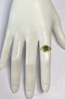 10K Yellow Gold Oval 8mm x 6mm Genuine Nephrite Jade Dainty Filigree Ring