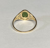 10K Yellow Gold Oval 8mm x 6mm Genuine Nephrite Jade Dainty Filigree Ring