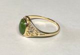 10K Yellow Gold Oval 8mm x 6mm Genuine Nephrite Jade Dainty Filigree Ring