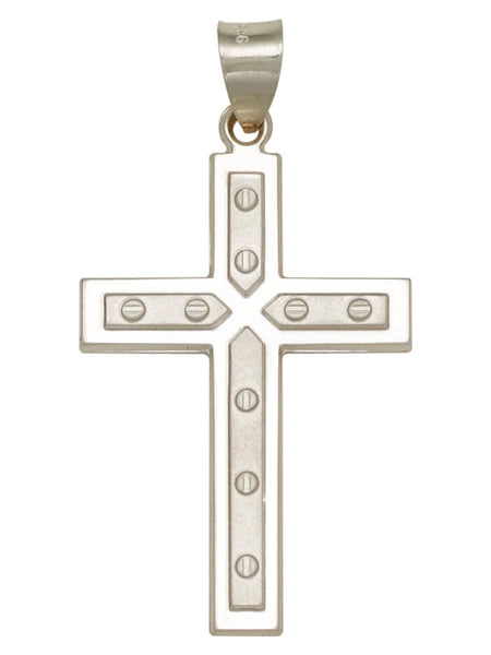 Sterling Silver .925 Rhodium-plated Screw Design Cross Pendant