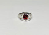 Sterling Silver 10 x 8mm Genuine Gemstone & Diamond Man's Ring