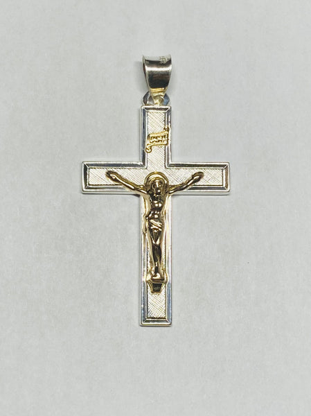 Sterling Silver & 14 Kt. Yellow Gold Crucifix INRI Pendant