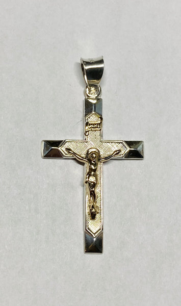 Sterling Silver & 14 Kt. Yellow Gold Crucifix INRI Pendant