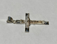 Sterling Silver & 14 Kt. Yellow Gold Crucifix INRI Pendant