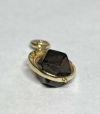 Vintage 1960's NOS 18KT Yellow Gold 8mm Genuine Azabache Jet Black Pendant