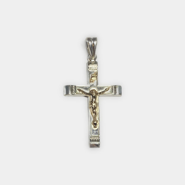 Sterling Silver & 14 Kt. Yellow Gold Crucifix INRI Pendant