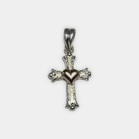 Sterling Silver & 14 Kt. Yellow Gold Cross with Heart Pendant (3 Styles)