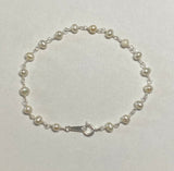 Sterling Silver and 4mm Freshwater Pearl Bracelet, Anklet or Necklace