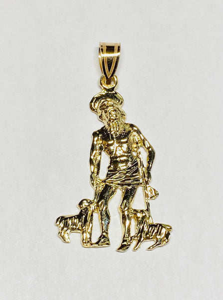 14 Karat Yellow Gold Saint Lazarus "San Lazaro" Polished Pendant (1.78")