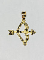 14K Yellow Gold Bow and Arrow "Ochosi" (Yoruba Ifa Palo Santeria) Pendant