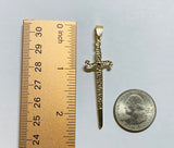 14K Yellow Gold Sword of St. Barbara "Espada de Santa Barbara" with Genuine Ruby Pendant