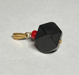 14 Karat Yellow Gold Genuine 11mm Azabache Jet and Coral Charm