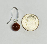 Sterling Silver 8mm Brown Goldstone "Venturina" Fancy French Wire Earrings