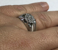 Sterling Silver Genuine Diamond Men's Cluster Ring