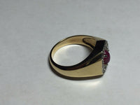 Vintage Genuine Diamond & Lab Created Star Ruby 14KT Yellow Gold Men's Ring