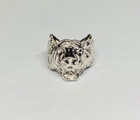 Rhodium-Plated Sterling Silver 925 Tiger Men's "El Tigre" Ring ((Available in Sizes 9-12)