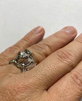 Rhodium-Plated Sterling Silver 925 Tiger Men's "El Tigre" Ring ((Available in Sizes 9-12)