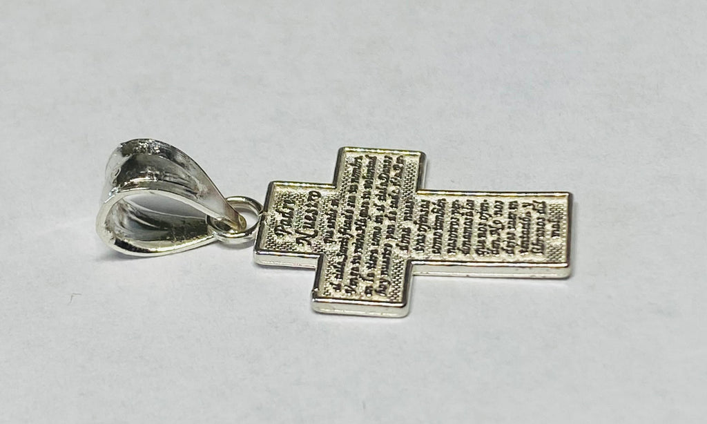 Sterling Silver Polished Mini Padre Nuestro Prayer Cross Pendant – G & W
