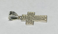 Sterling Silver Polished Mini Padre Nuestro Prayer Cross Pendant