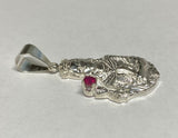 Sterling Silver and Genuine Ruby Saint Barbara "Santa Barbara" Pendant