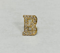 Vintage B Initial Genuine Diamond Tie tac in 14 Karat Yellow Gold