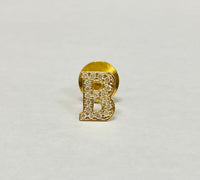 Vintage B Initial Genuine Diamond Tie tac in 14 Karat Yellow Gold