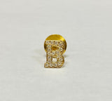 Vintage B Initial Genuine Diamond Tie tac in 14 Karat Yellow Gold