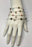 Sterling Silver and Gemstone Beads Catholic Saint Bracelet (Azabache-Coral-Venturina-Tiger Eye)