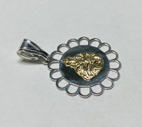 Sterling Silver & 14K Yellow Gold Our Lady of Mt Carmel "Virgen del Carmen" Scalloped Medal