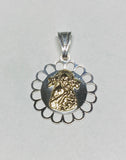 Sterling Silver & 14K Yellow Gold Our Lady of Perpetual Help "Perpetuo Socorro" Scalloped Medal