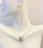 Sterling Silver Freshwater Pearl and Angel Medal Necklace