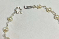 Sterling Silver and 4mm Freshwater Pearl Bracelet, Anklet or Necklace