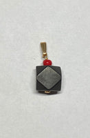 14 Karat Yellow Gold Genuine 11mm Azabache Jet and Coral Charm